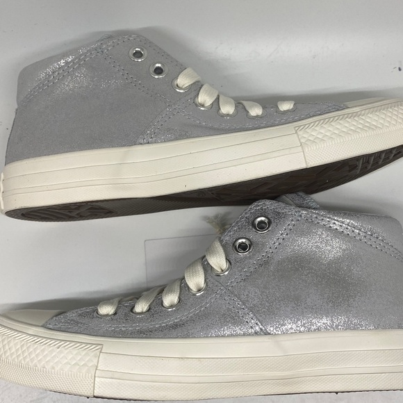 Converse CTAS Madison Mid Sneakers Women’s 6.5 Silver Metallic Suede - Picture 7 of 11